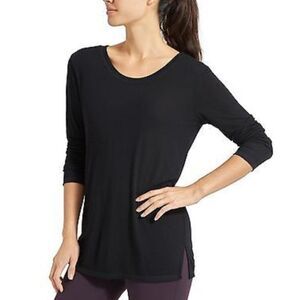 NEW Athleta Black Lattice Top Long Sleeve Strappy Back Lightweight Size Small